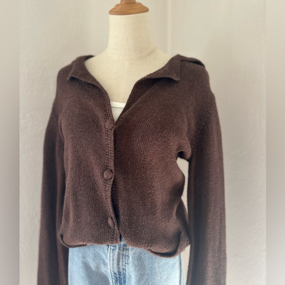 Vintage Brown Button-Up Cardigan